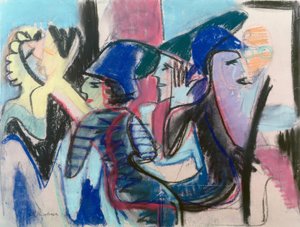 Cinco invitados en el café de Ernst Ludwig Kirchner